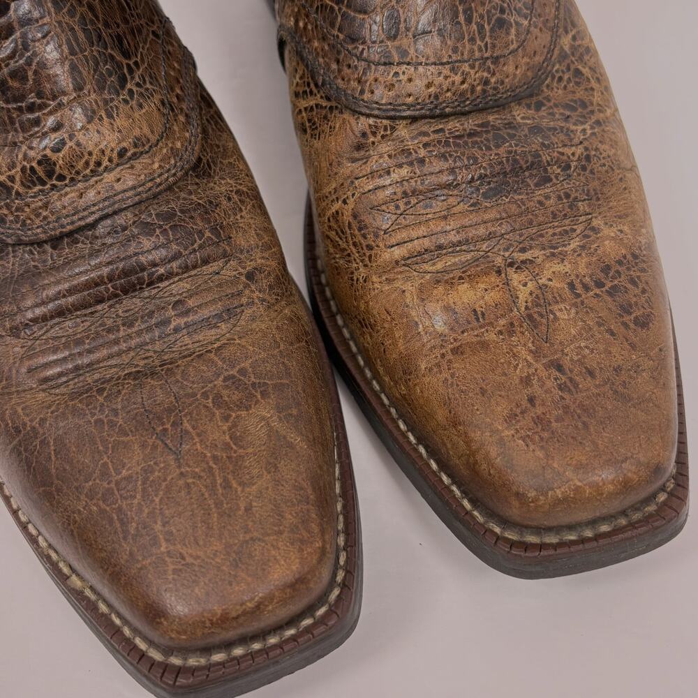 Ariat Heritage Roughstock Boots Mens 10.5 Square Toe Western Cowboy Brwn Leather - Picture 12 of 14